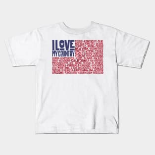 United States of America flag with states and capital cities Kids T-Shirt